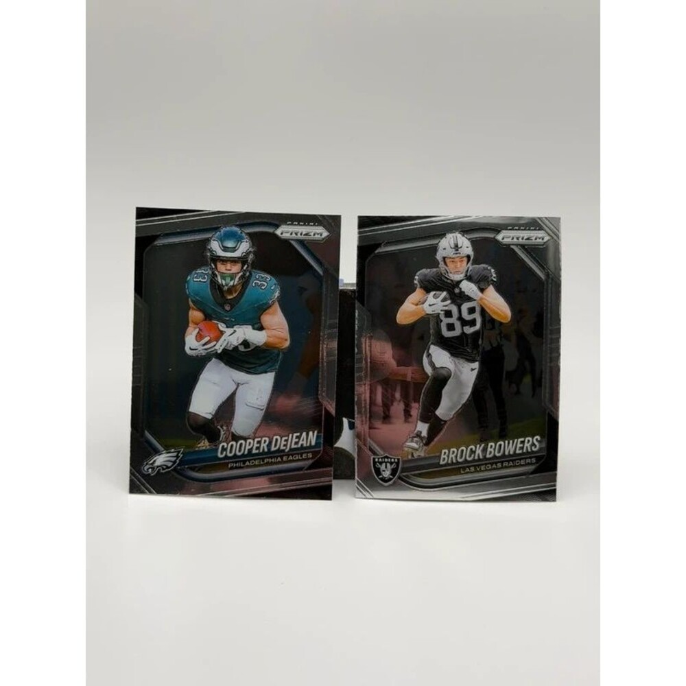 2025 Panini Prizm Brock Bowers & Cooper DeJean True Silver Prizm RC Lot (Raiders